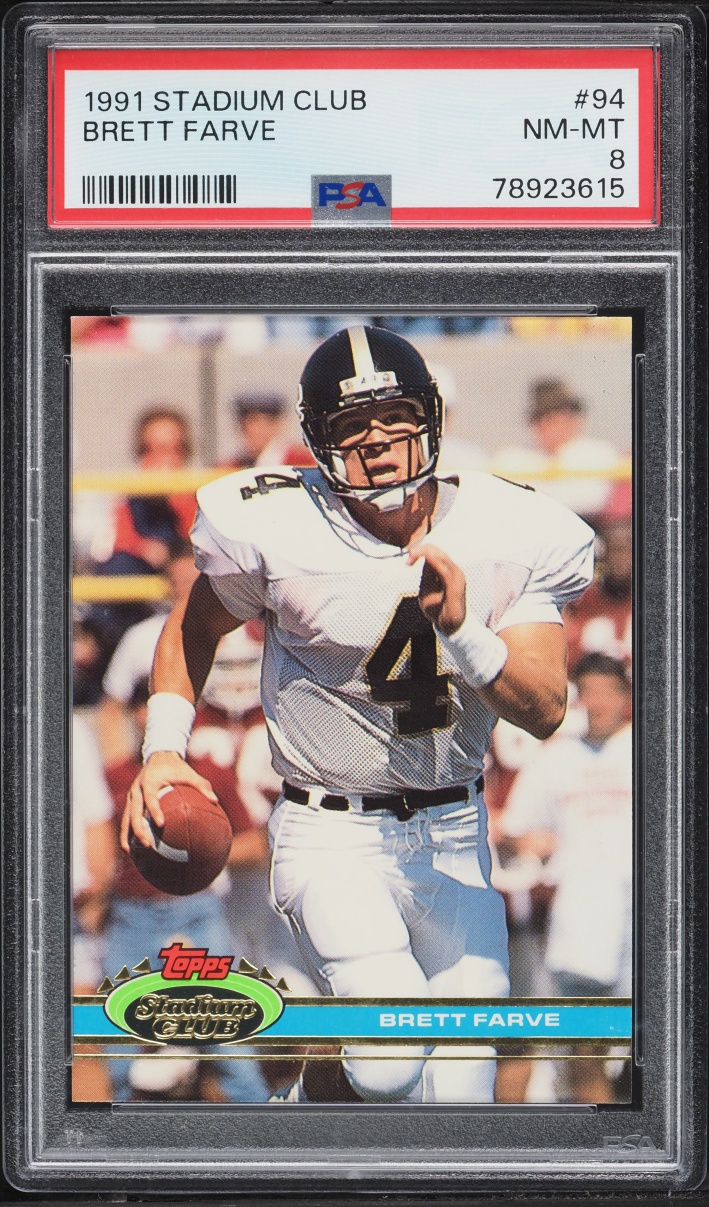 1991 Stadium Club Football Brett Favre ROOKIE #94 PSA 8 NM-MT