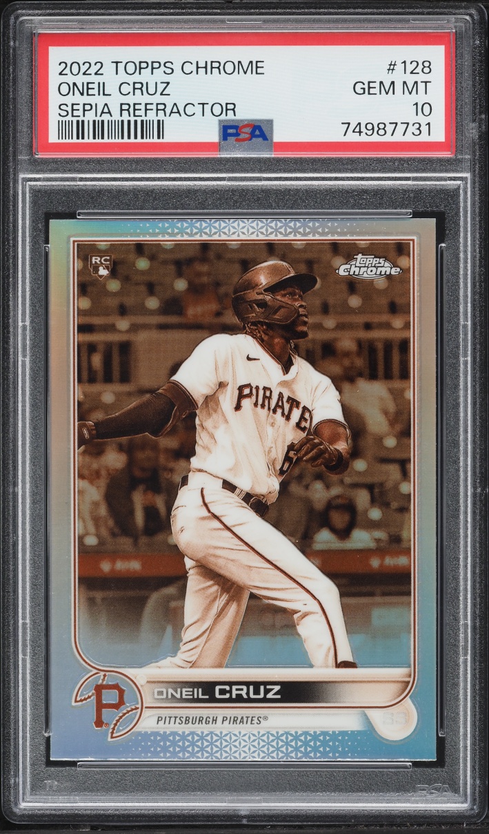 2022 Topps Chrome Sepia Refractor Oneil Cruz ROOKIE #128 PSA 10 GEM MINT