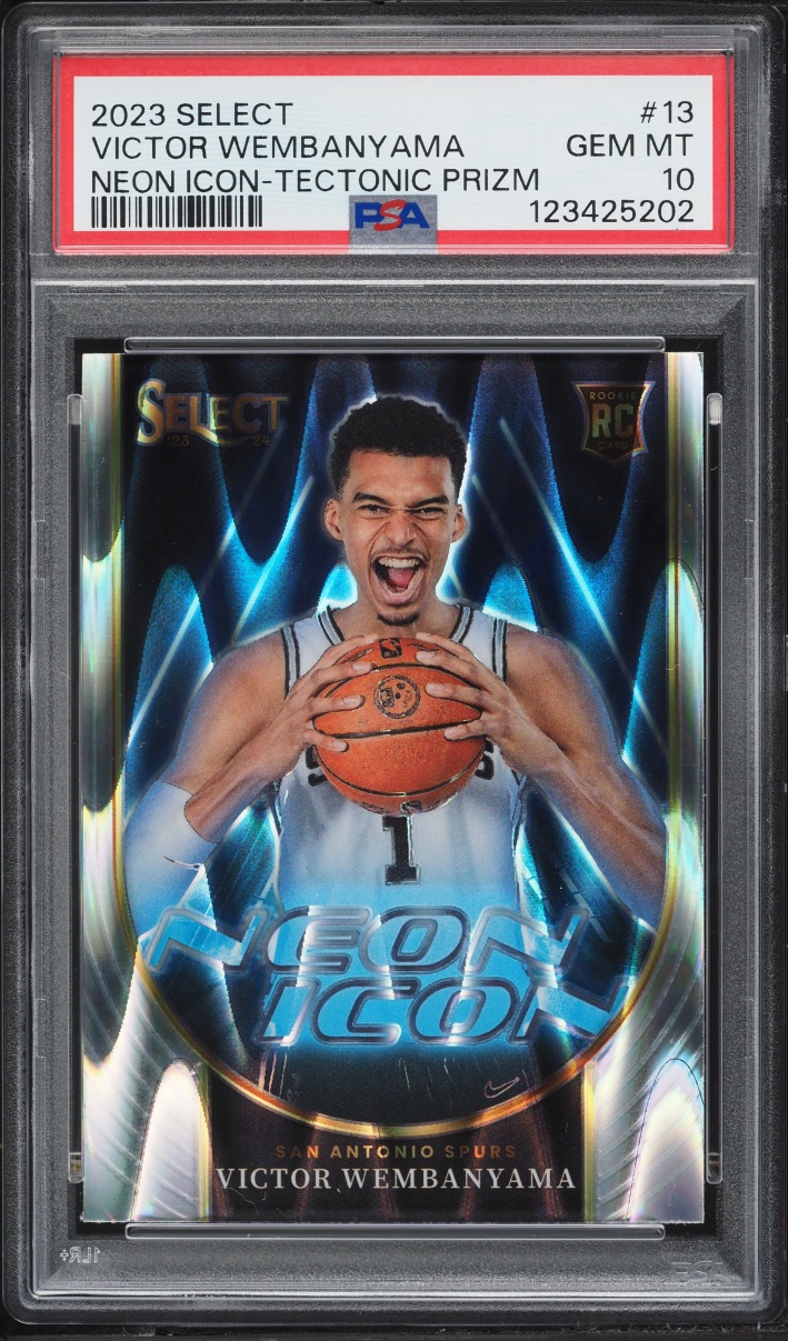 2023 Select Neon Icon Tectonic Prizm Victor Wembanyama ROOKIE #13 PSA 10 GEM MINT