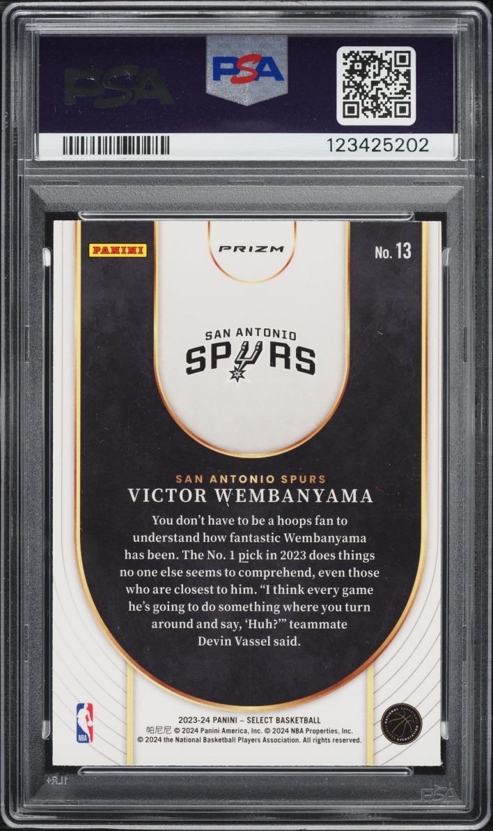 2023 Select Neon Icon Tectonic Prizm Victor Wembanyama ROOKIE #13 PSA 10 GEM MINT