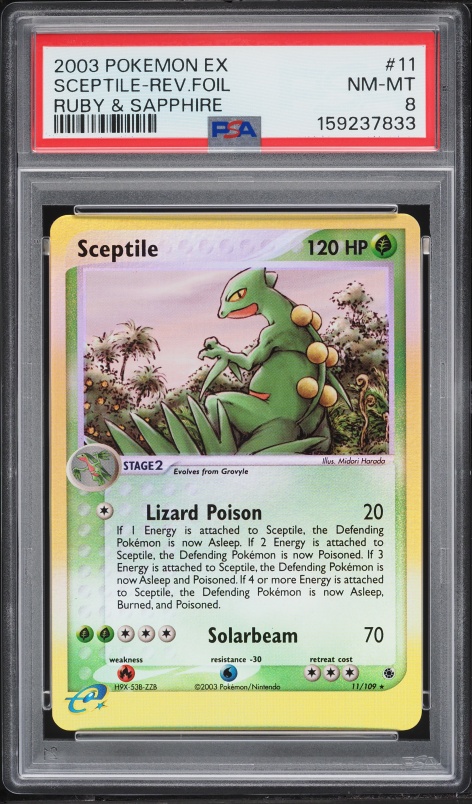 2003 Pokemon EX Ruby & Sapphire Reverse Holo Sceptile #11 PSA 8 NM-MT