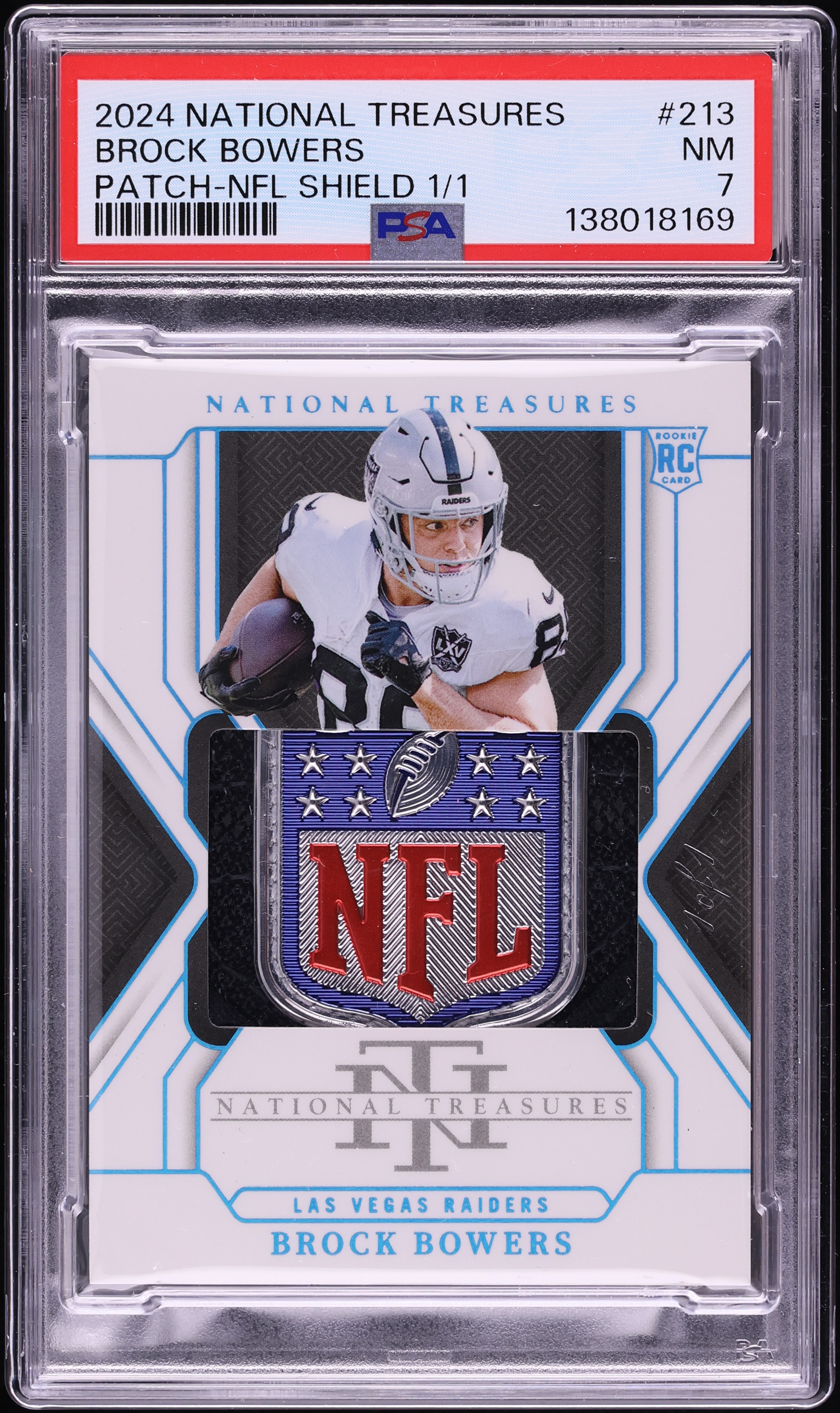 2024 National Treasures NFL Shield Brock Bowers ROOKIE PATCH 1/1