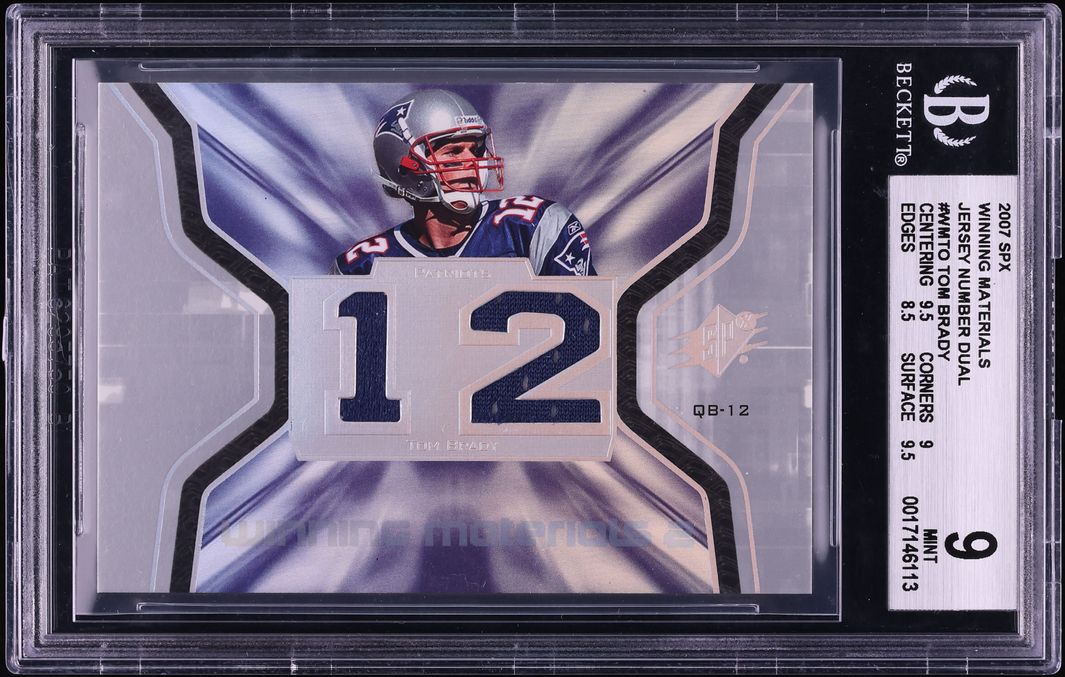 2007 SPx Winning Materials Number Dual Tom Brady PATCH #WM-TO BGS 9 MINT