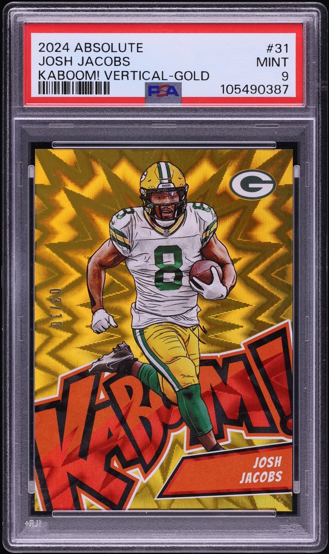 2024 Absolute Kaboom! Vertical Gold Josh Jacobs /10 #31 PSA 9 MINT