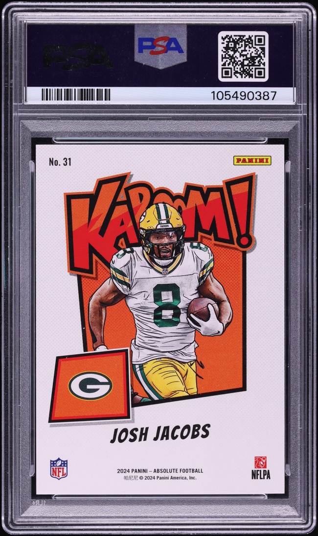 2024 Absolute Kaboom! Vertical Gold Josh Jacobs /10 #31 PSA 9 MINT