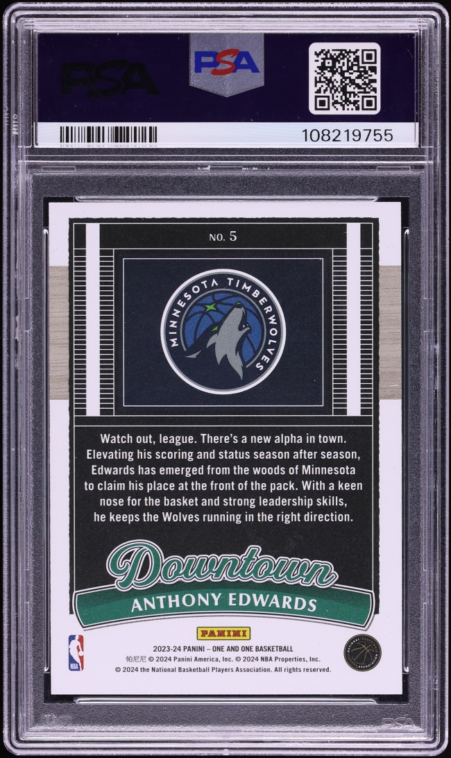 2023 Panini One And One Downtown Anthony Edwards #5 PSA 10 GEM MINT