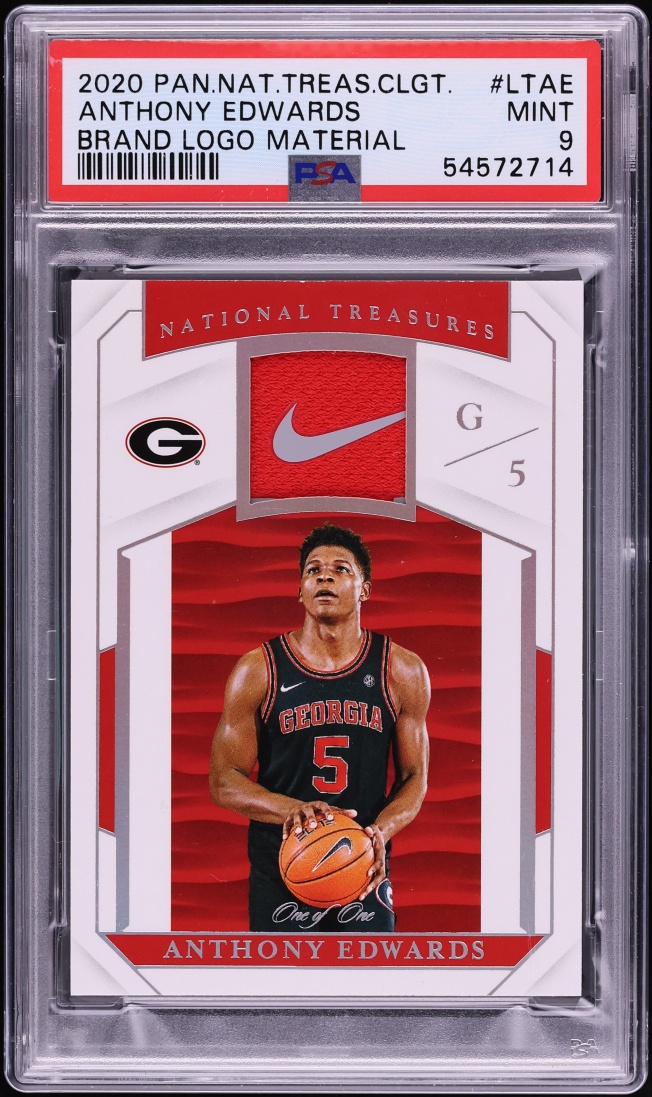 2020 National Treasures Collegiate Brand Logo Material Anthony Edwards PATCH #LTAE PSA 9 MINT