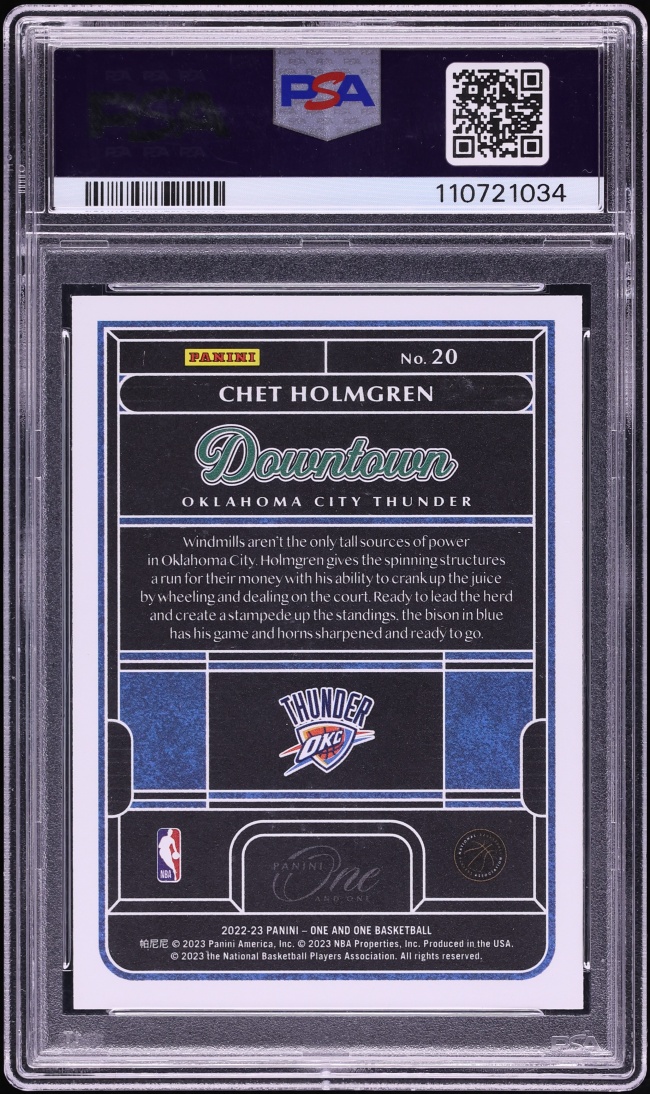 2022 Panini One And One Downtown Chet Holmgren ROOKIE #20 PSA 10 GEM MINT