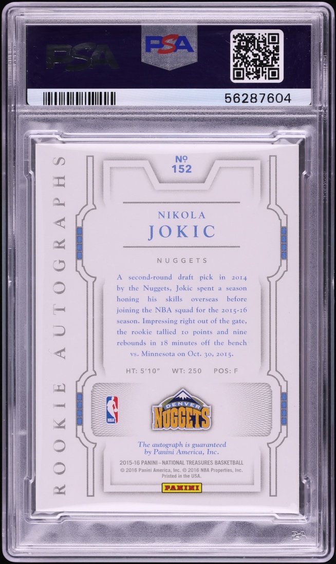 2015 National Treasures Nikola Jokic ROOKIE AUTO /99 #152 PSA 8 NM-MT