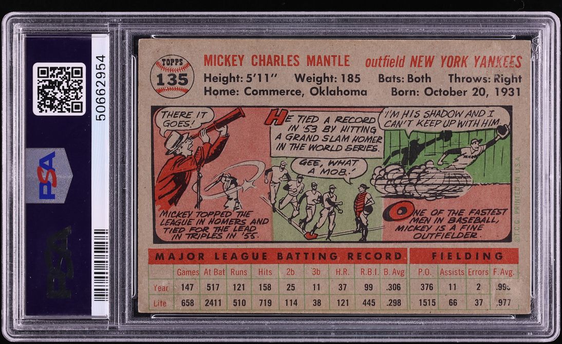 1956 Topps Mickey Mantle #135 PSA 6 EXMT