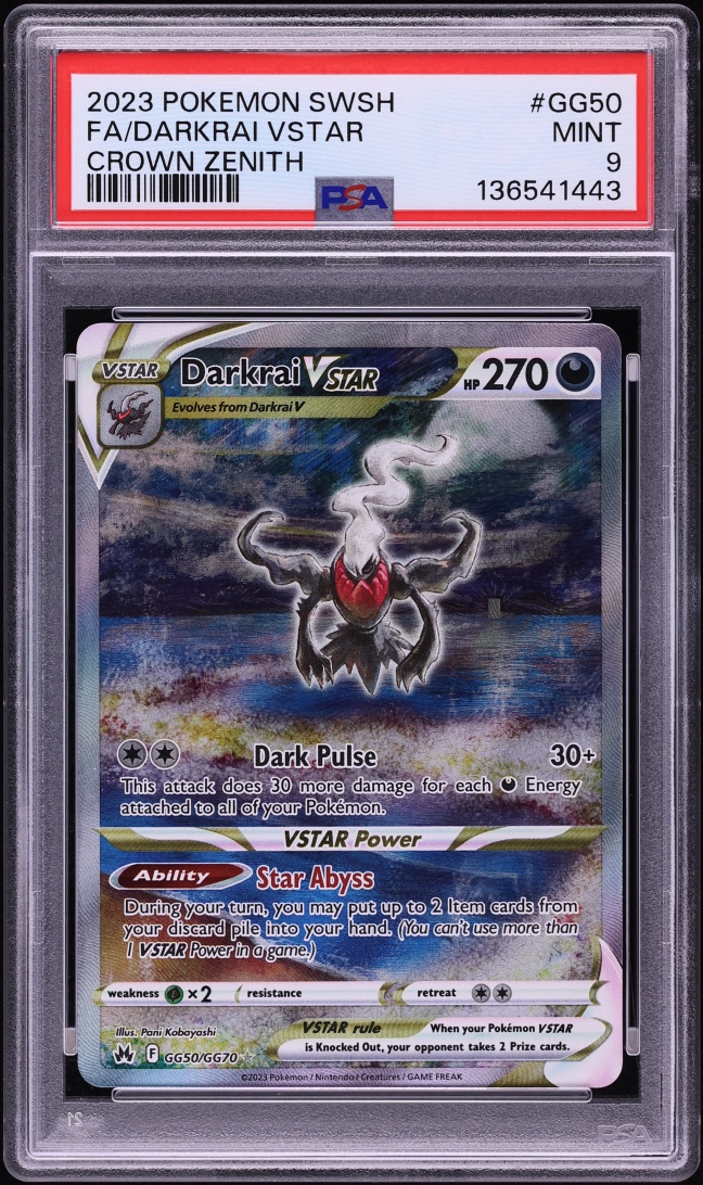 2023 Pokemon Sword & Shield Crown Zenith Alt Art Darkrai VSTAR #GG50 PSA 9 MINT
