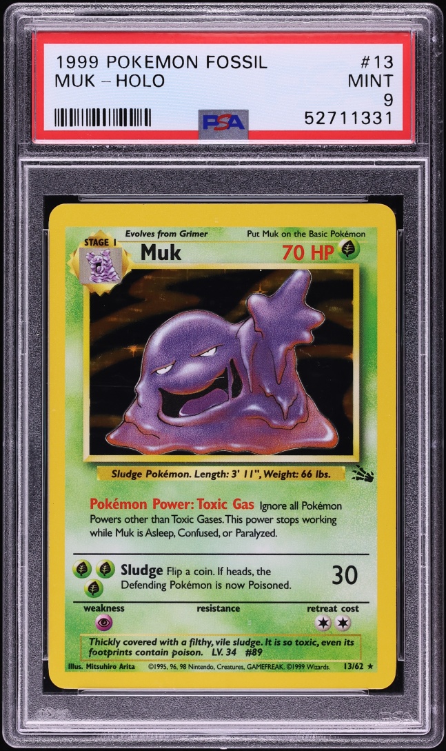 1999 Pokemon Fossil Holo Muk #13 PSA 9 MINT