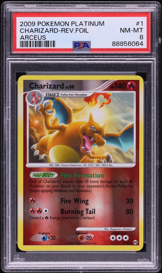 2009 Pokemon Platinum Arceus Reverse Holo Charizard #1 PSA 8 NM-MT