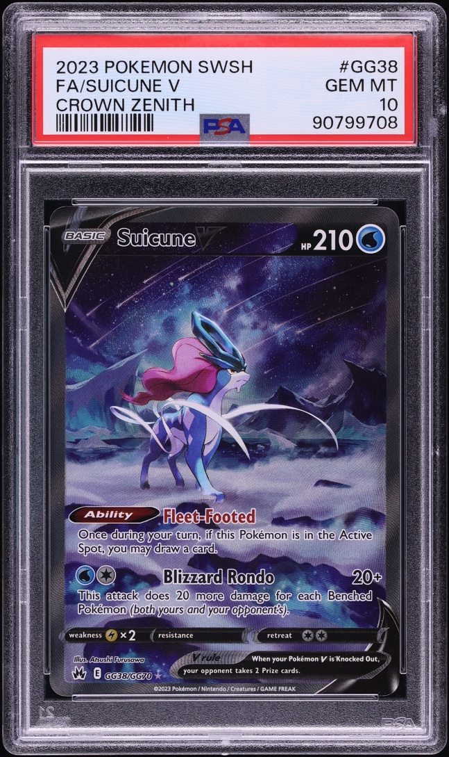 2023 Pokemon Sword & Shield Crown Zenith Alt Art Suicune V #GG38 PSA 10 GEM MINT