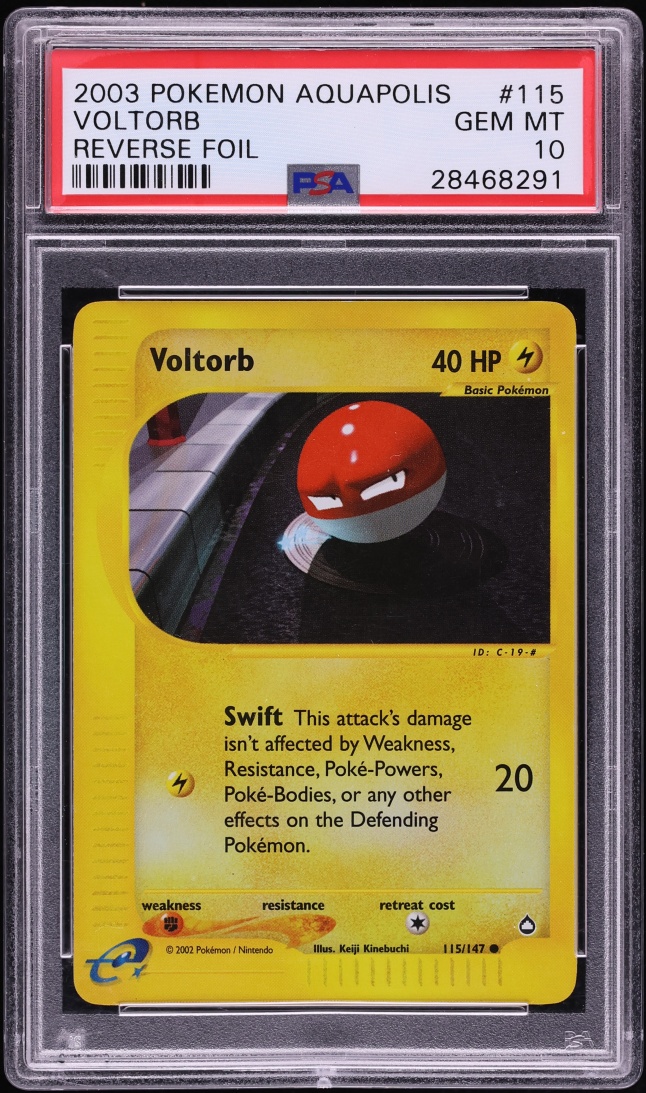 2003 Pokemon E-Card Aquapolis Reverse Holo Voltorb #115 PSA 10 GEM MINT