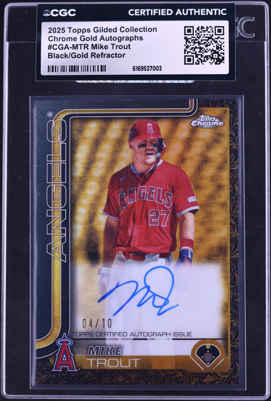 2025 Topps Gilded Collection Chrome Gold Black Refractor Mike Trout AUTO /10 #CGA-MTR CGC AUTH