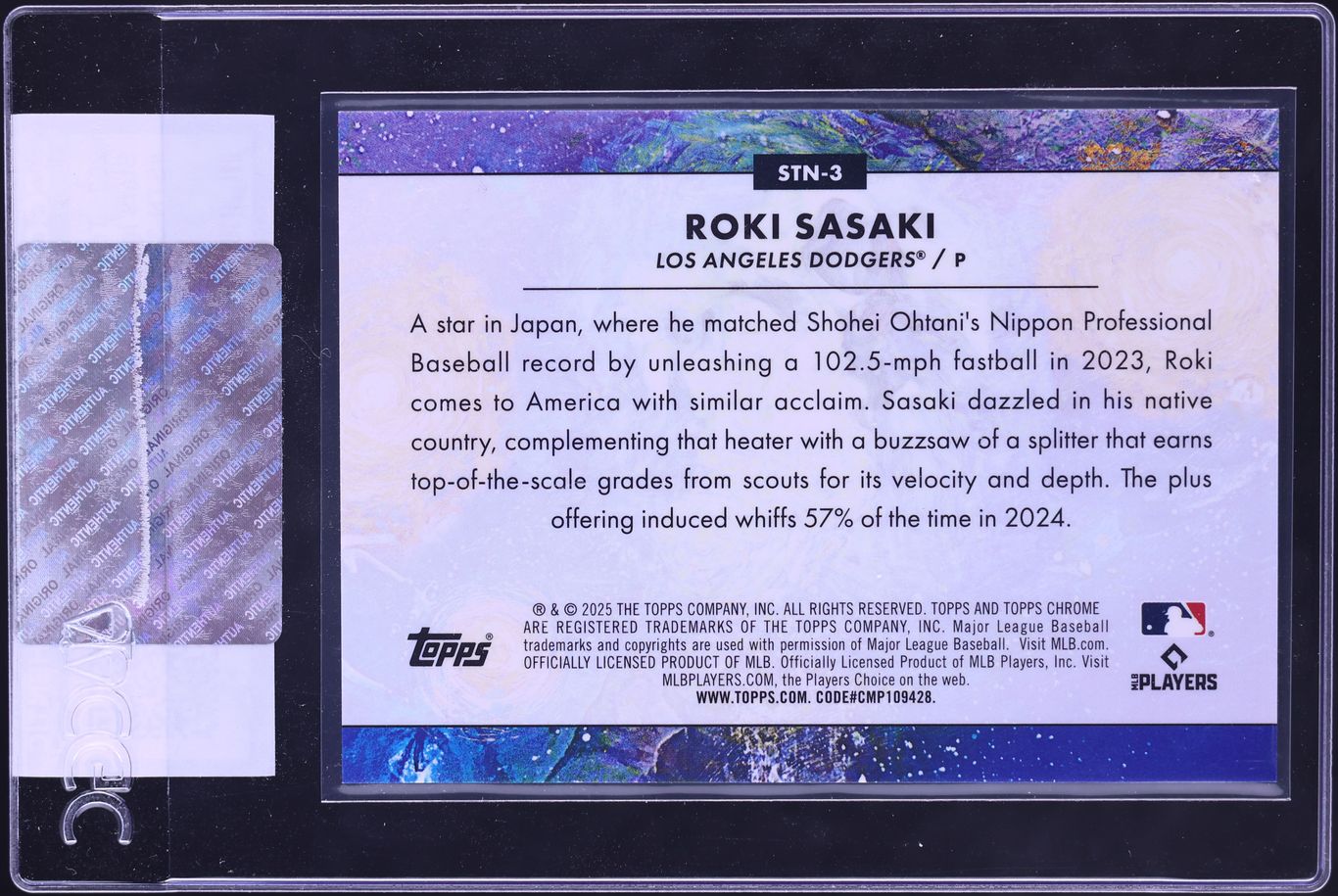 2025 Topps Cosmic Chrome Stars In The Night Roki Sasaki ROOKIE #STN-3 CGC AUTH