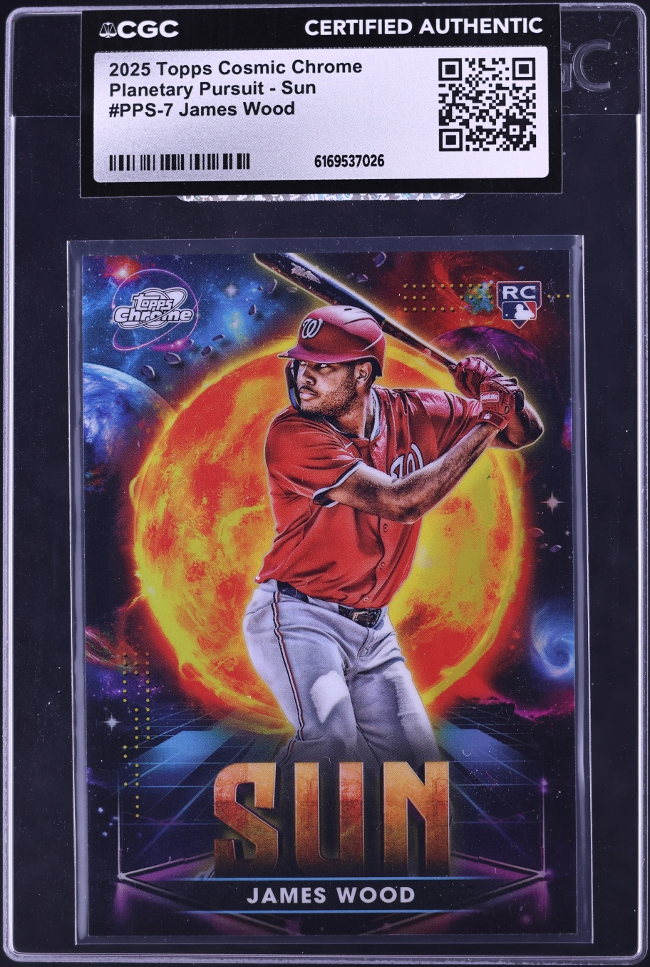 2025 Topps Chrome Cosmic Planetary Pursuit Sun James Wood ROOKIE #PPS-7 CGC AUTH
