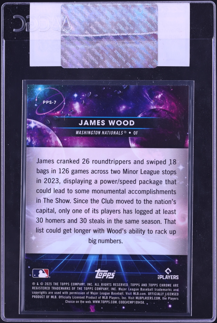 2025 Topps Chrome Cosmic Planetary Pursuit Sun James Wood ROOKIE #PPS-7 CGC AUTH