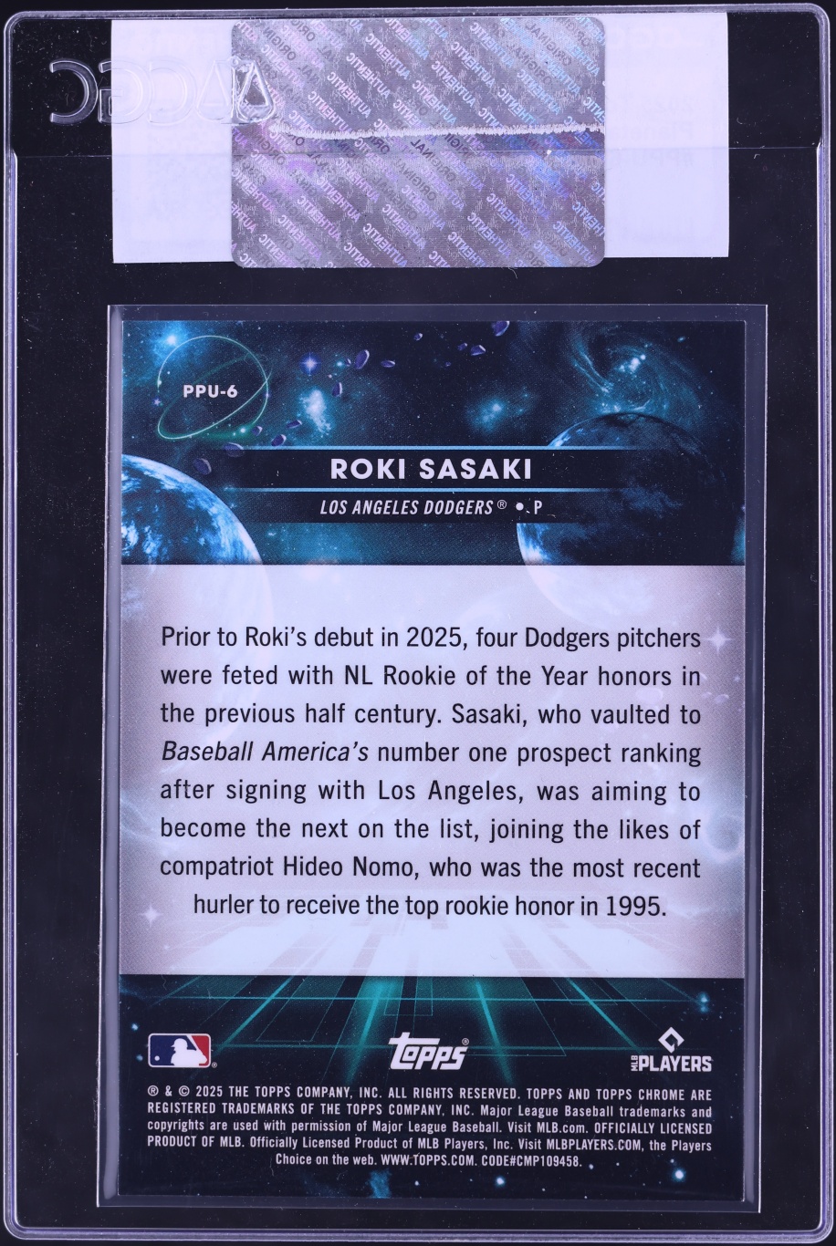 2025 Topps Cosmic Chrome Planetary Pursuit Uranus Roki Sasaki ROOKIE #PPU-6 CGC AUTH
