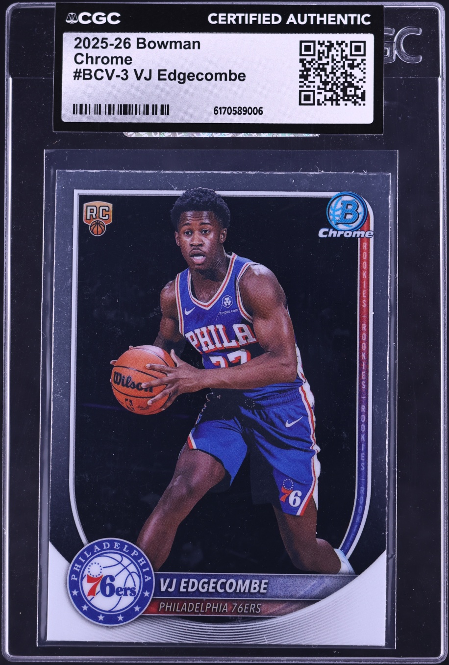 2025 Bowman Chrome VJ Edgecombe ROOKIE #BCV-3 CGC AUTH