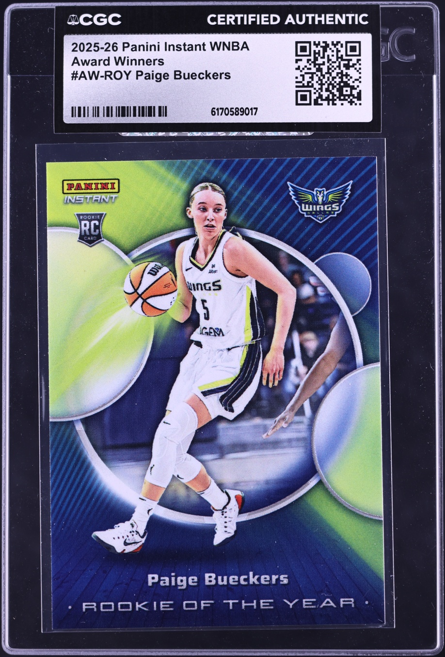 2025 Panini Instant WNBA Award Winners Paige Bueckers ROOKIE /13137 #AW-ROY CGC AUTH