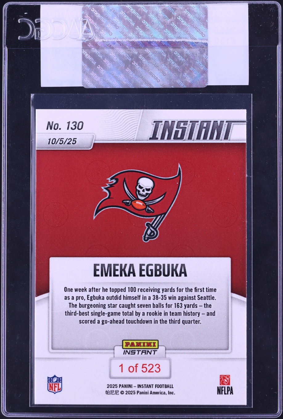 2025 Panini Instant Emeka Egbuka ROOKIE /523 #130 CGC AUTH