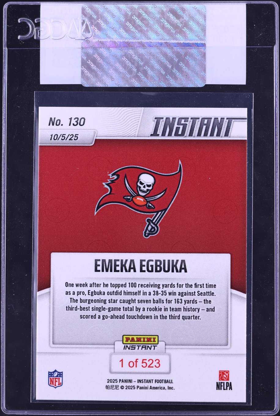 2025 Panini Instant Emeka Egbuka ROOKIE /523 #130 CGC AUTH