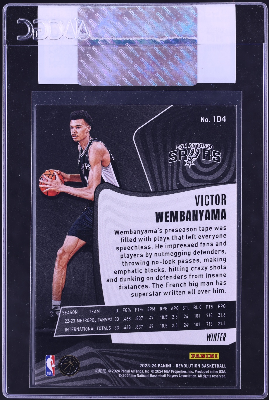 2023 Panini Revolution Winter Victor Wembanyama ROOKIE #104 CGC AUTH
