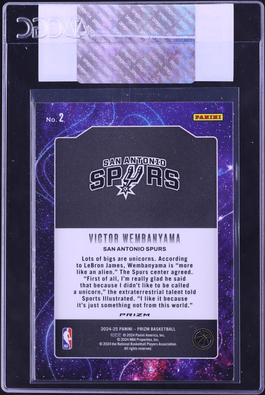 2024 Panini Prizm Deep Space Silver Victor Wembanyama #2 CGC AUTH