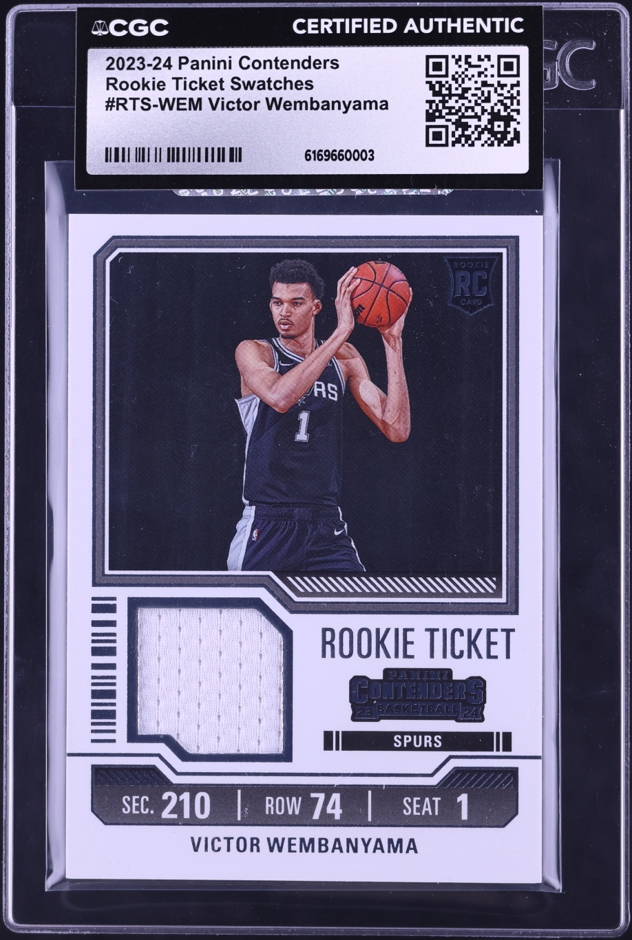 2023 Panini Contenders Victor Wembanyama ROOKIE PATCH #RTS-WEM CGC AUTH