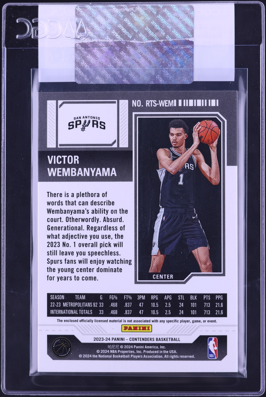 2023 Panini Contenders Victor Wembanyama ROOKIE PATCH #RTS-WEM CGC AUTH