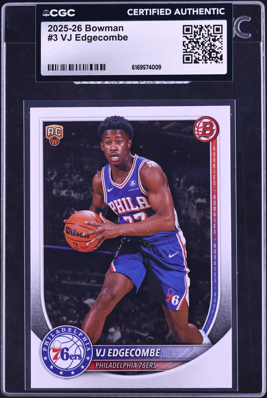 2025 Bowman Basketball VJ Edgecombe ROOKIE #3 CGC AUTH
