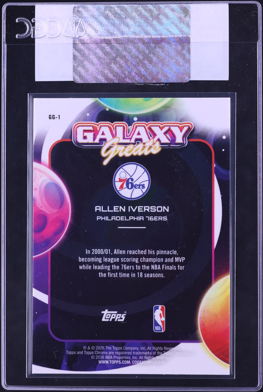 2025 Topps Chrome Cosmic Galaxy Greats Allen Iverson #GG-1 CGC AUTH