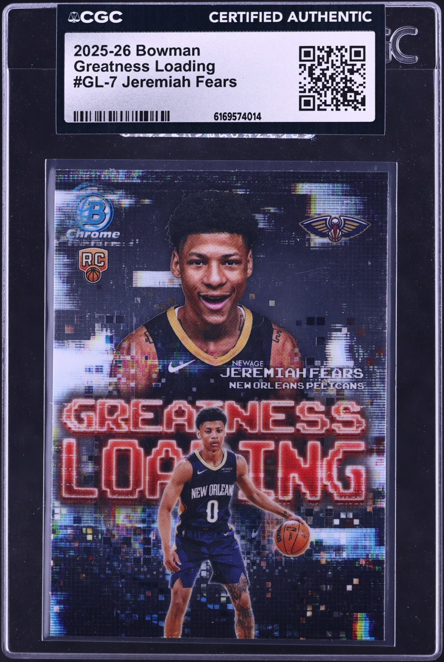 2025 Bowman Chrome Greatness Loading Jeremiah Fears ROOKIE #GL-7 CGC AUTH
