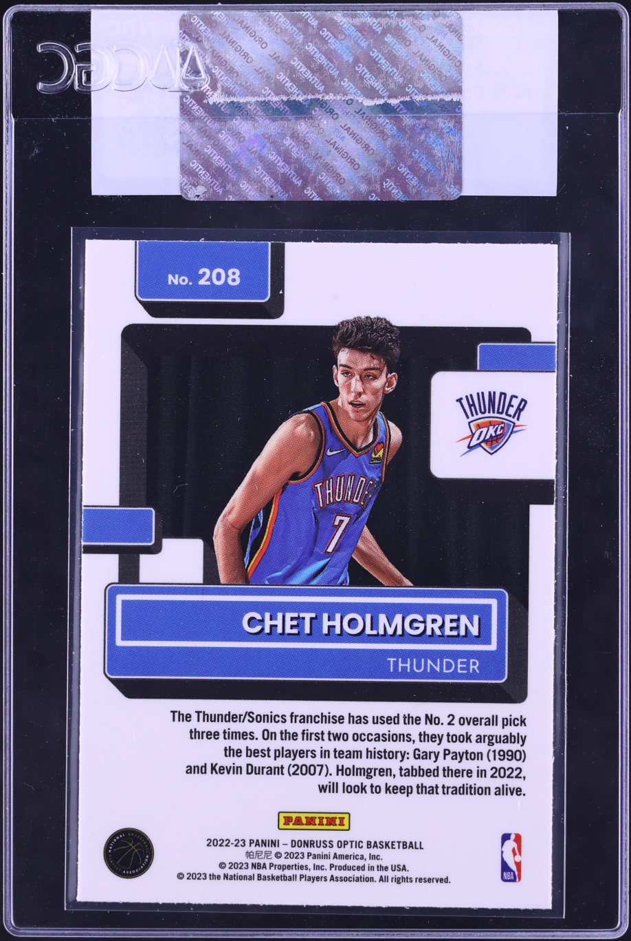 2022 Donruss Optic Chet Holmgren ROOKIE #208 CGC AUTH