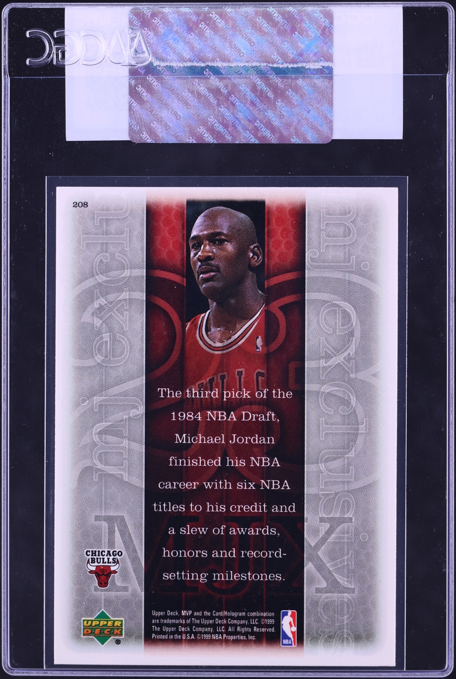 1999 Upper Deck MVP Michael Jordan #208 CGC AUTH