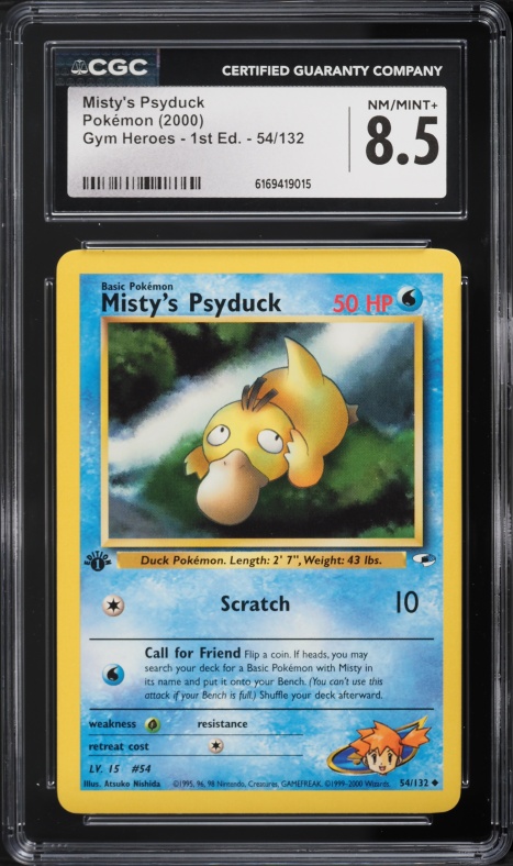 2000 Pokemon Gym Heroes 1st Edition Misty's Psyduck #54 CGC 8.5 NM-MT+