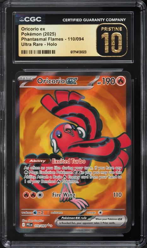 2025 Pokemon Mega Evolution Phantasmal Flames Full Art Oricorio Ex #110 CGC 10 PRISTINE