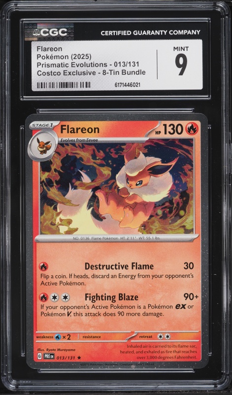 2025 Pokemon Scarlet & Violet Prismatic Evolutions Costco Exclusive Holo Flareon #13 CGC 9 MINT