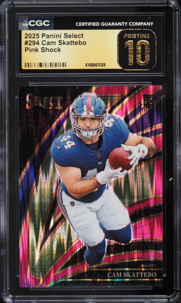 2025 Select Club Level Pink Shock Prizm Cam Skattebo ROOKIE #294 CGC 10 PRISTINE