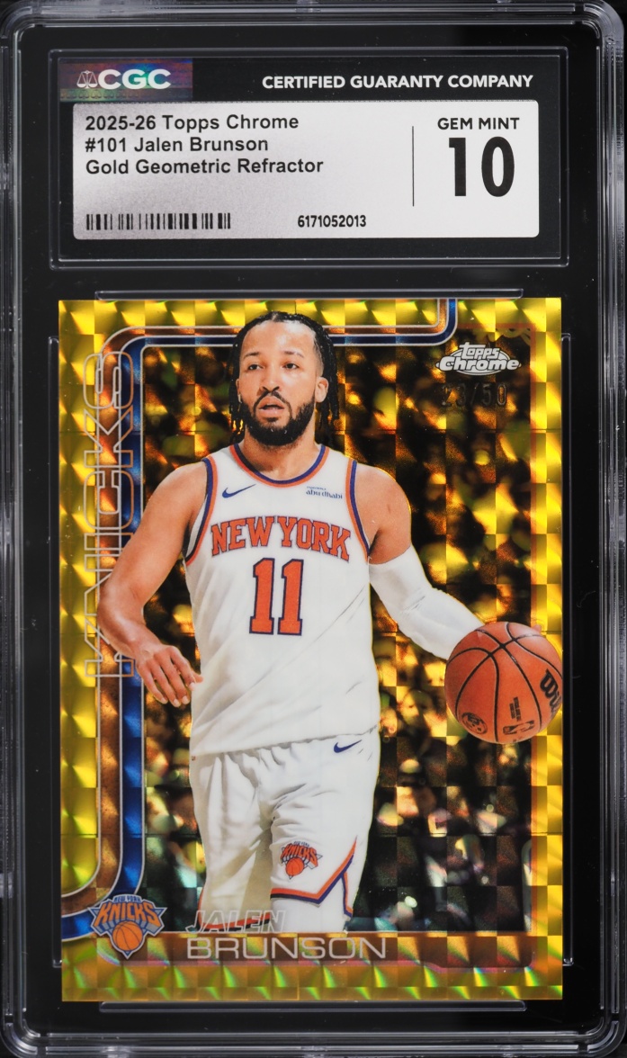 2025 Topps Chrome Gold Geometric Refractor Jalen Brunson /50 #101 CGC 10 GEM MINT