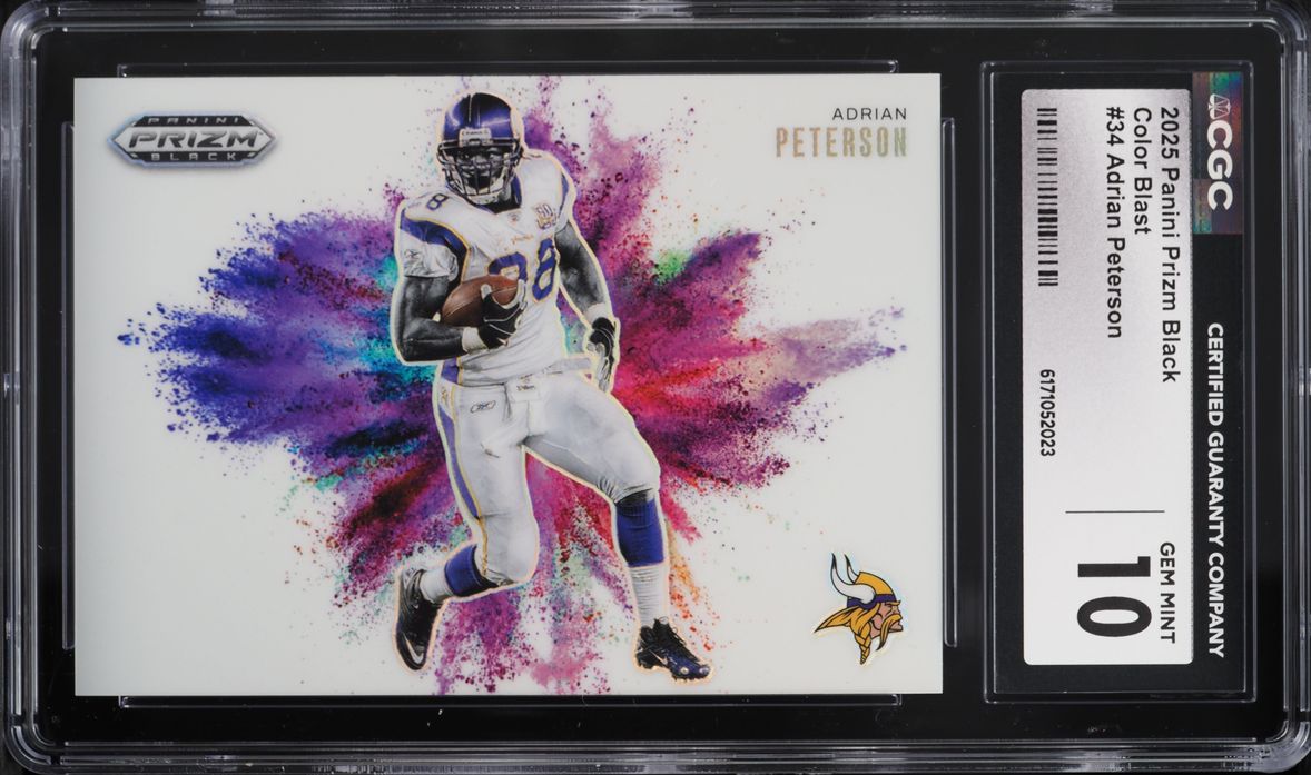 2025 Panini Prizm Black Color Blast Adrian Peterson #34 CGC 10 GEM MINT