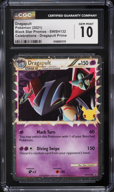 2021 Pokemon Sword & Shield Promo Celebrations Prime Holo Dragapult #SWSH132 CGC 10 GEM MINT