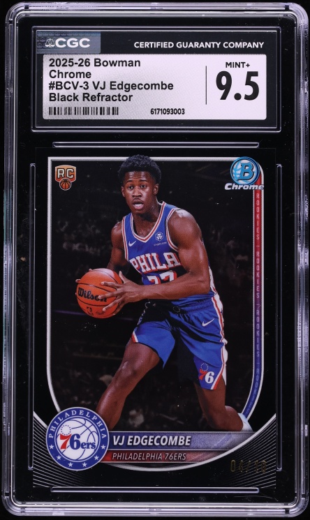 2025 Bowman Chrome Black Refractor VJ Edgecombe ROOKIE /10 #BCV-3 CGC 9.5 MINT+