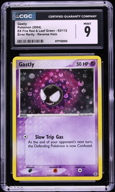 2004 Pokemon EX Fire Red & Leaf Green Error Rarity Reverse Holo Gastly #63 CGC 9 MINT