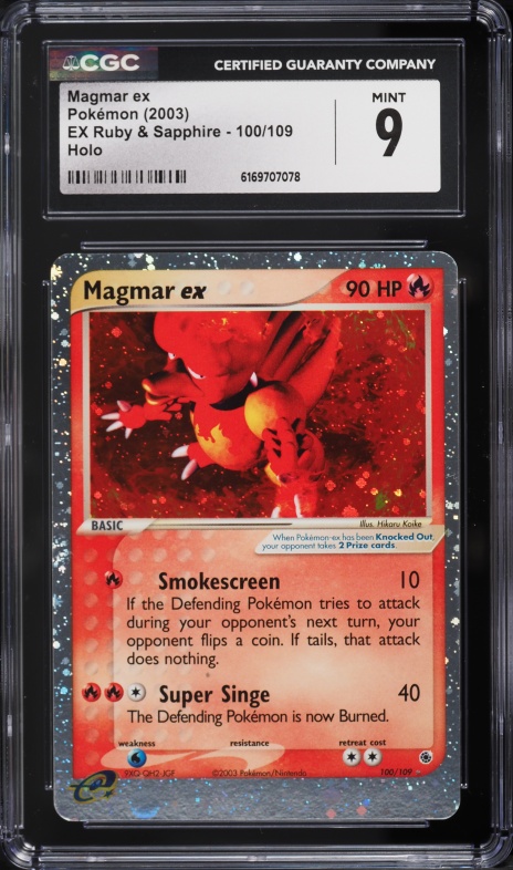 2003 Pokemon EX Ruby & Sapphire Holo Magmar EX #100 CGC 9 MINT