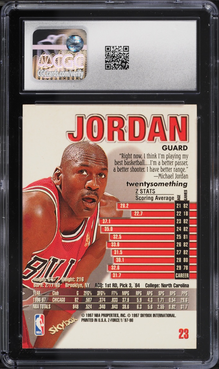 1997 Skybox Z-Force Michael Jordan #23 CGC 5.5 EX+