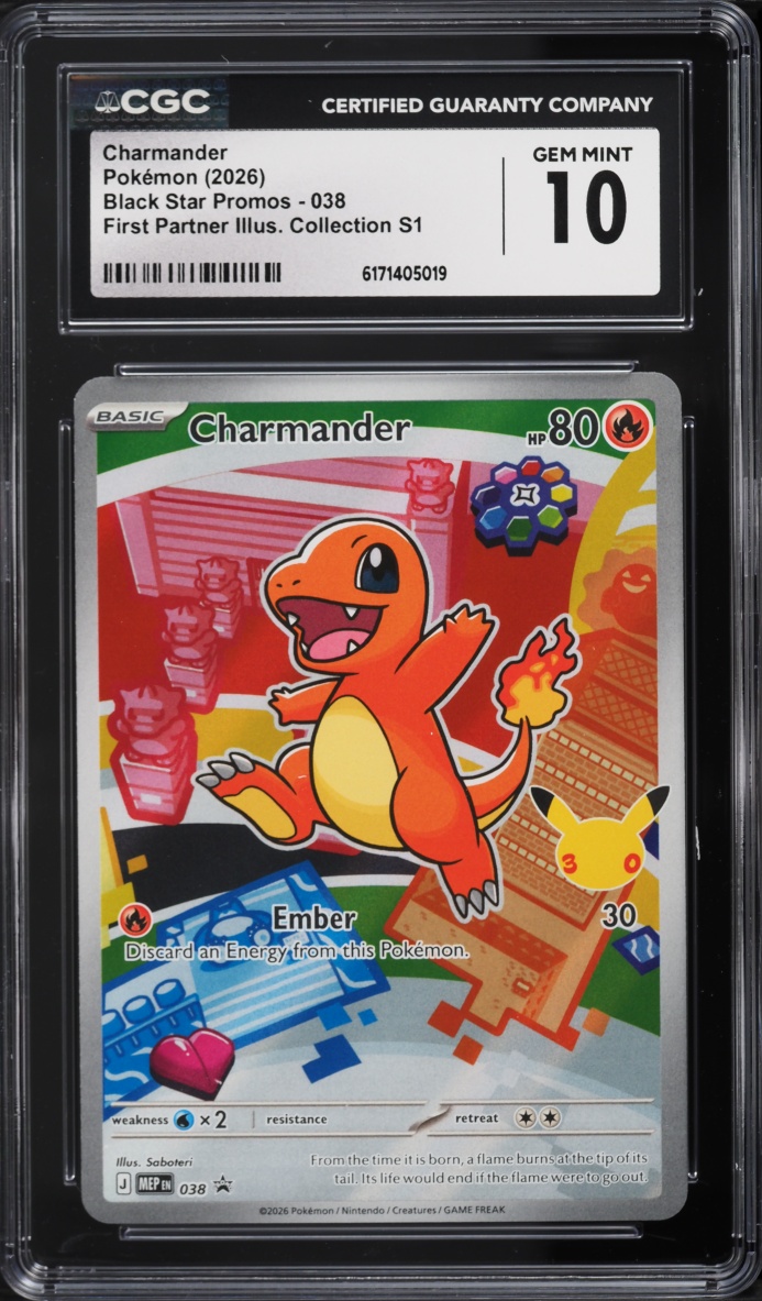 2026 Pokemon Mega Evolution Promo First Partner Illustration Full Art Charmander #38 CGC 10 GEM