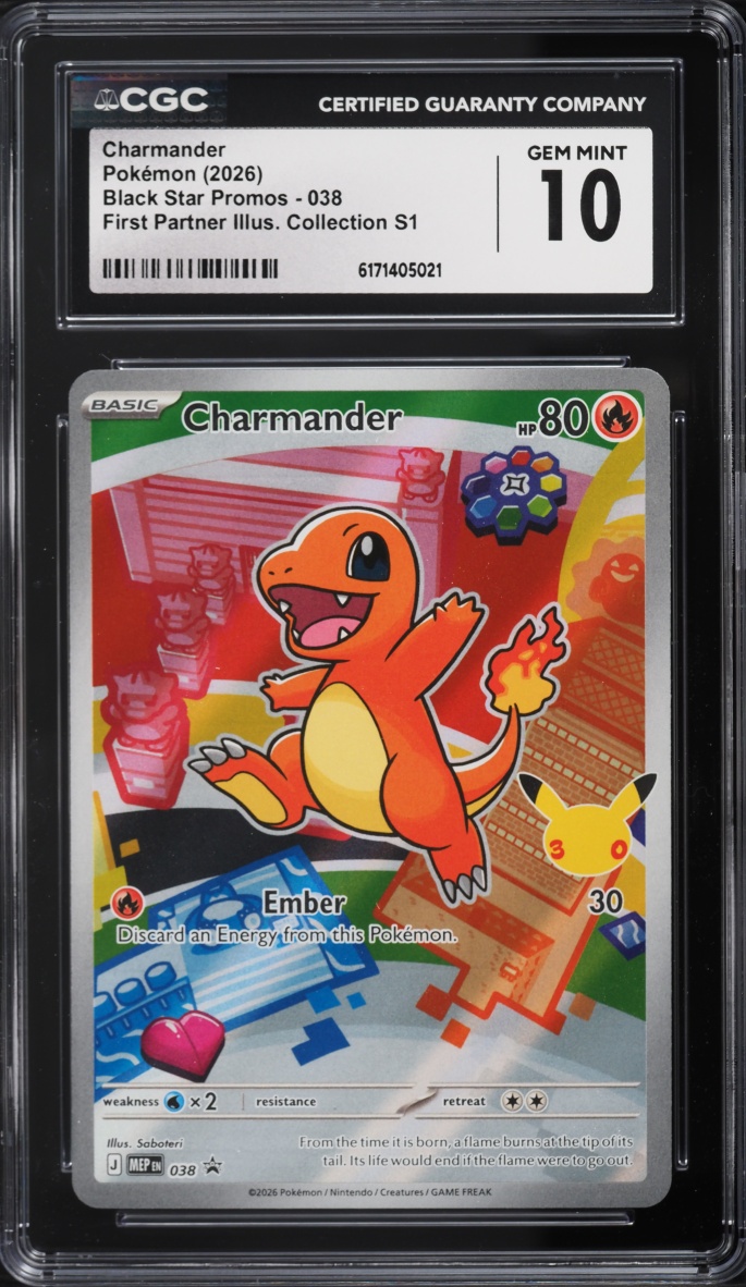 2026 Pokemon Mega Evolution Promo First Partner Illustration Full Art Charmander #38 CGC 10 GEM